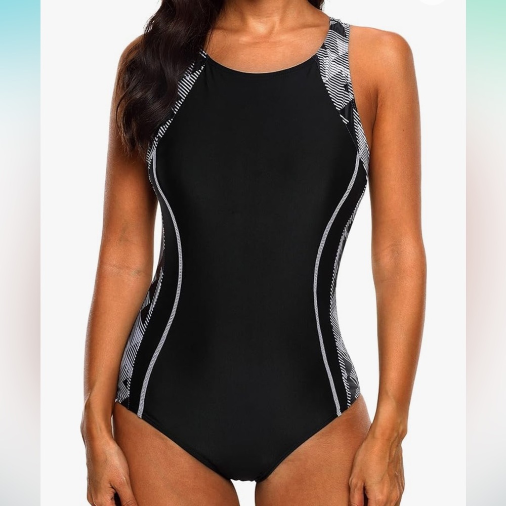BRAND NEW Women's One Piece Athletic Racerback Slimming Swimsuit size M